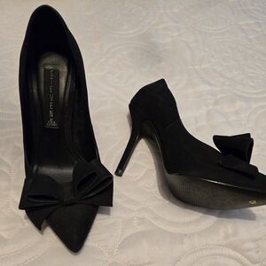 Steven By Steve Madden Black Peep-Toe Heels with Bow